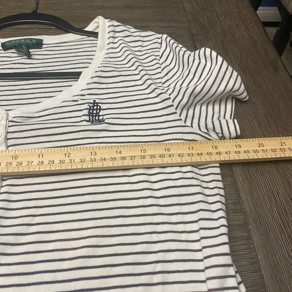 Lauren  Ralph Lauren Women's
Interlock Short sleeve 3/4 button stripes - Picture 4 of 7